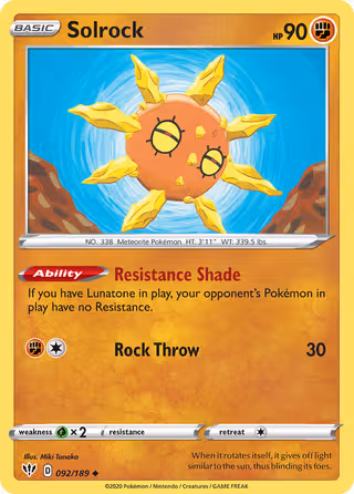 Solrock 92/189 Pokemon card