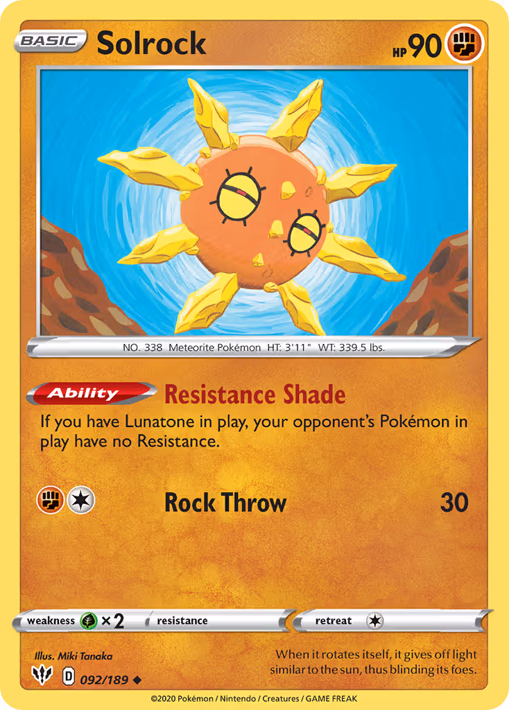 Solrock 92/189 Pokemon card