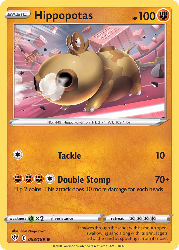 Hippopotas 93/189 Pokemon card