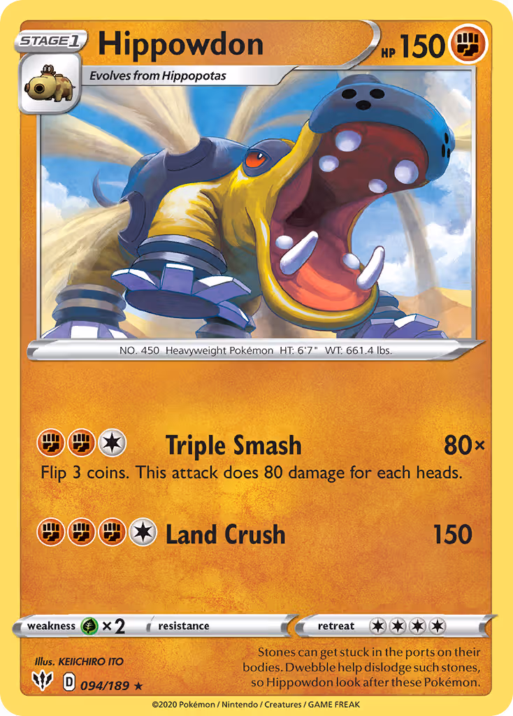 Hippowdon 94/189 Pokemon card