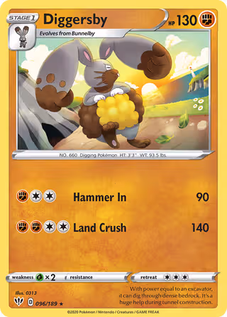 Diggersby 96/189 Pokemon card