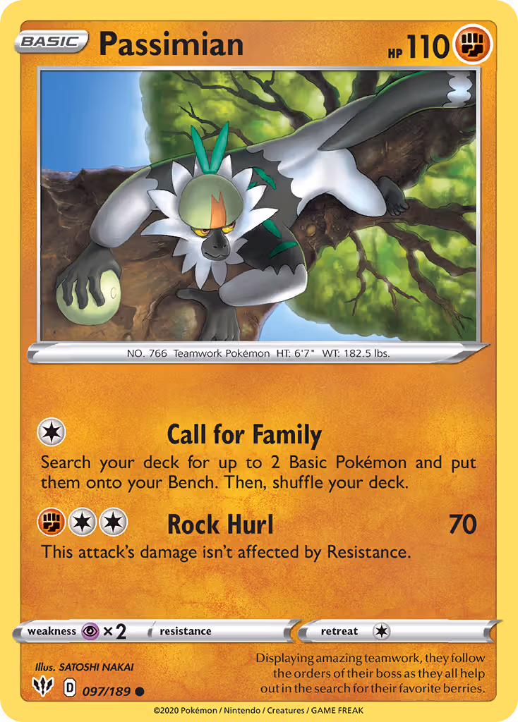 Passimian 97/189 Pokemon card