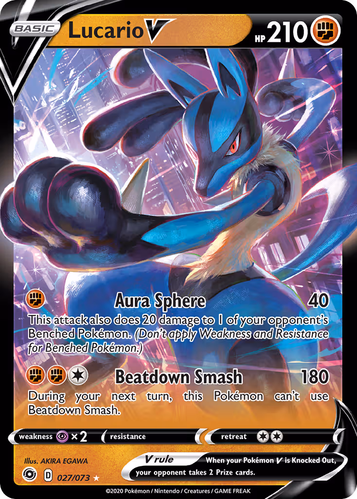 Lucario V 27/73 Pokemon card