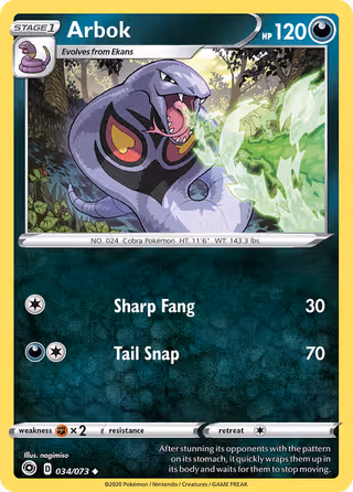 Arbok 34/73 Pokemon card