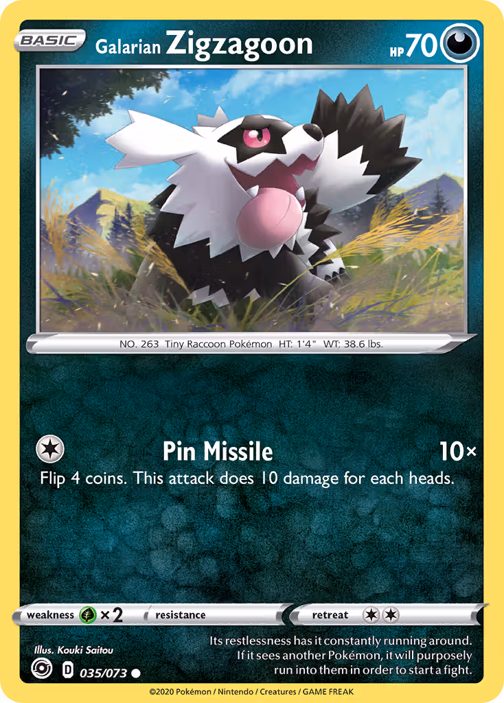 Galarian Zigzagoon 35/73 Pokemon card