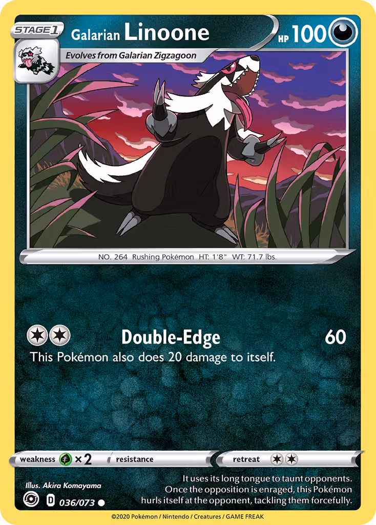 Galarian Linoone 36/73 Pokemon card