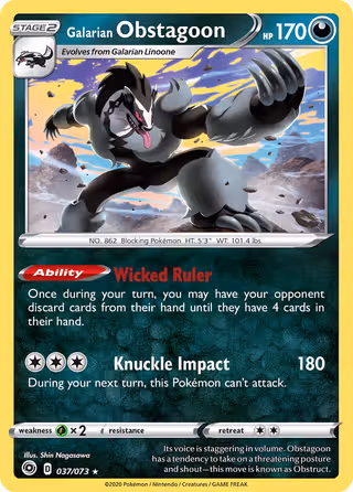 Galarian Obstagoon 37/73 Pokemon card