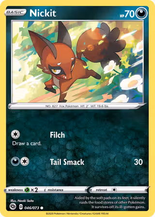Nickit 46/73 Pokemon card