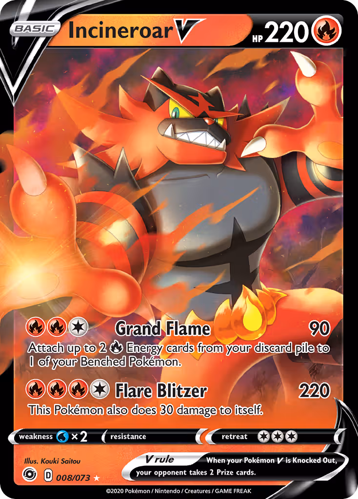 Incineroar V 8/73 Pokemon card