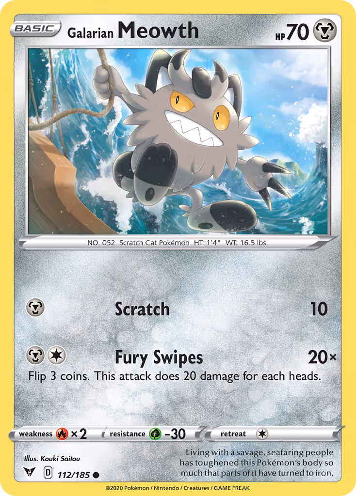 Galarian Meowth 112/185 Pokemon card