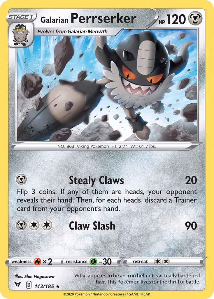 Galarian Perrserker 113/185 Pokemon card