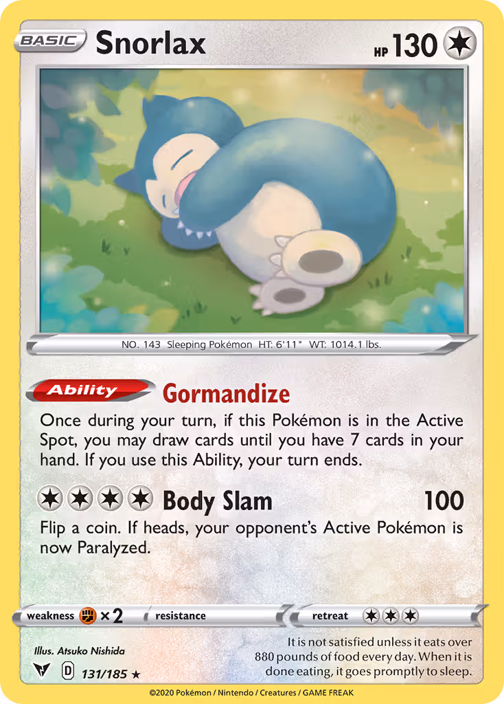 Snorlax 131/185 Pokemon card