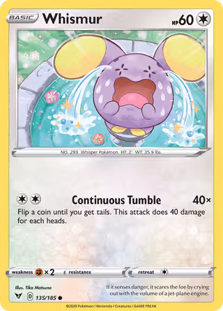 Whismur 135/185 Pokemon card