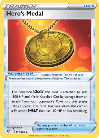 Hero's Medal 152/185 Pokemon card