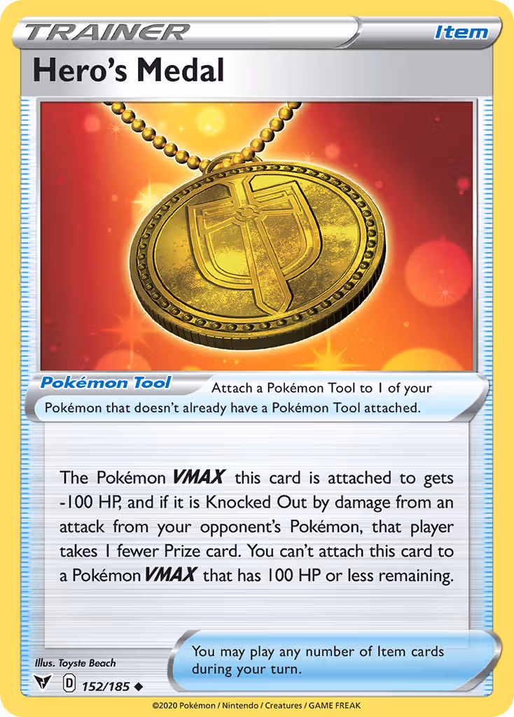 Hero's Medal 152/185 Pokemon card