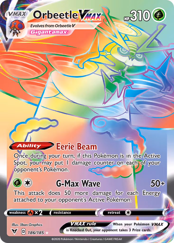 Orbeetle VMAX 186/185 Pokemon card