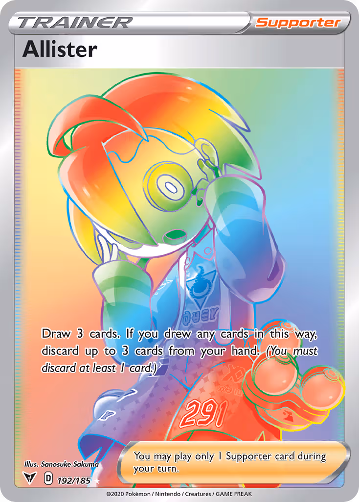 Allister 192/185 Pokemon card