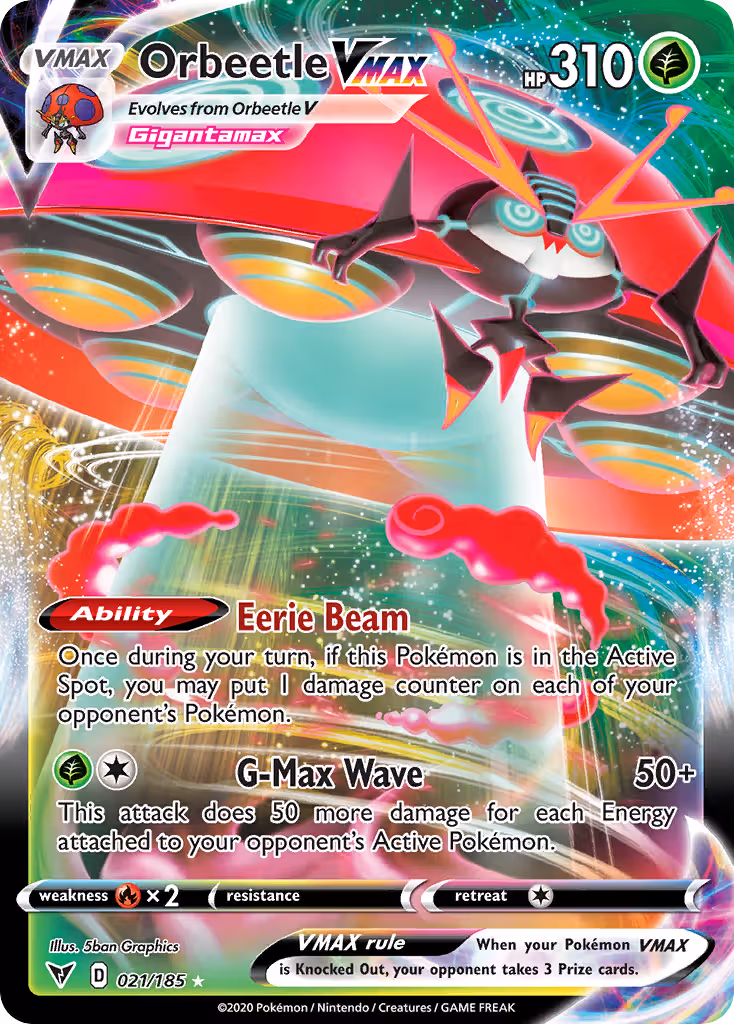 Orbeetle VMAX 21/185 Pokemon card