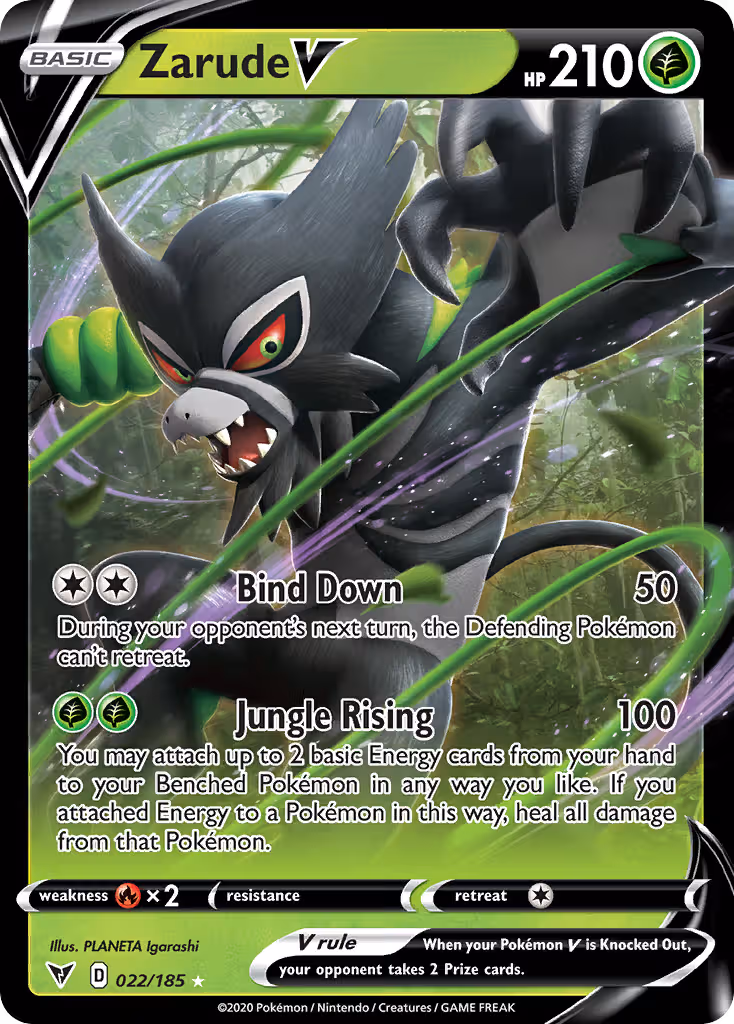 Zarude V 22/185 Pokemon card