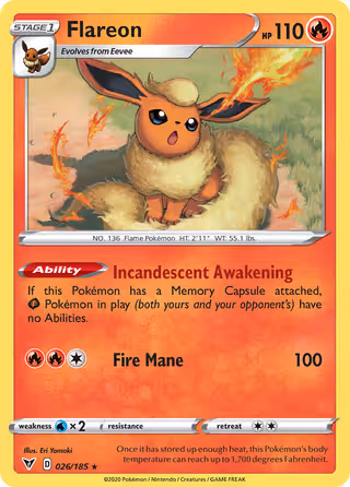 Flareon 26/185 Pokemon card