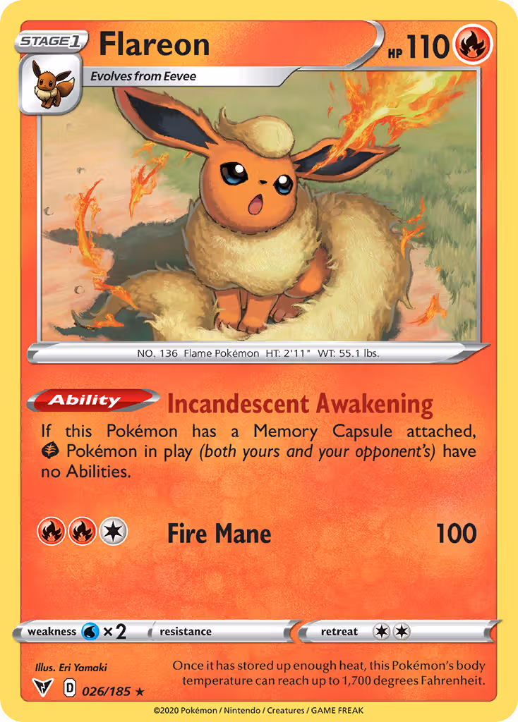Flareon 26/185 Pokemon card