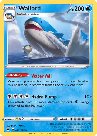 Wailord 32/185 Pokemon card
