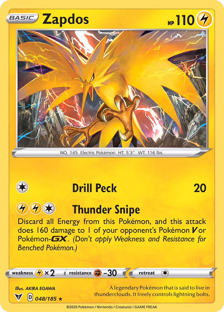 Zapdos 48/185 Pokemon card