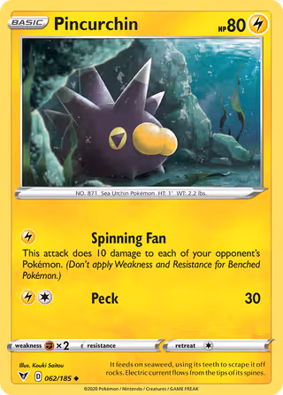 Pincurchin 62/185 Pokemon card