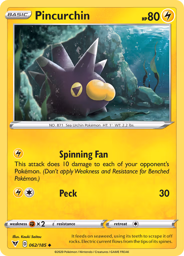 Pincurchin 62/185 Pokemon card