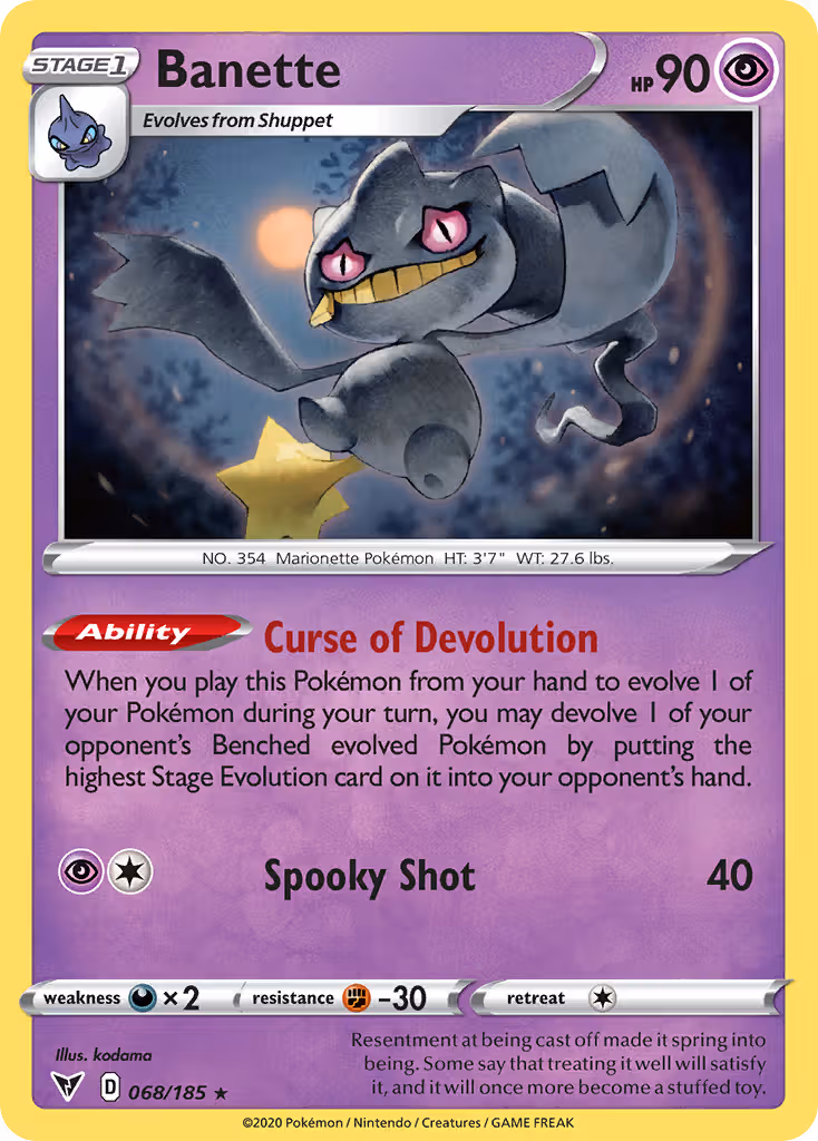 Banette 68/185 Pokemon card