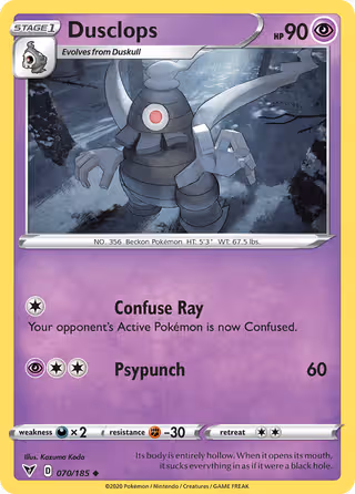 Dusclops 70/185 Pokemon card