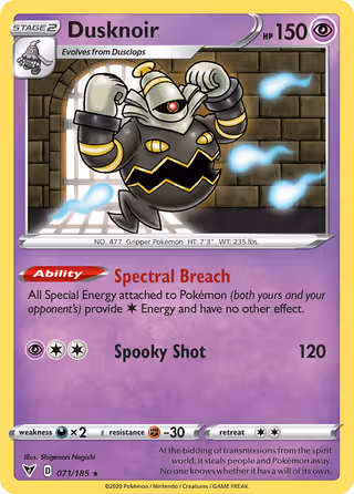 Dusknoir 71/185 Pokemon card