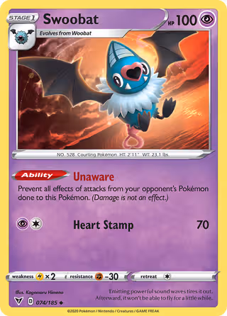 Swoobat 74/185 Pokemon card