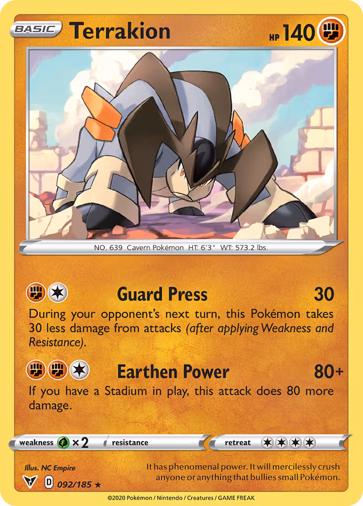 Terrakion 92/185 Pokemon card