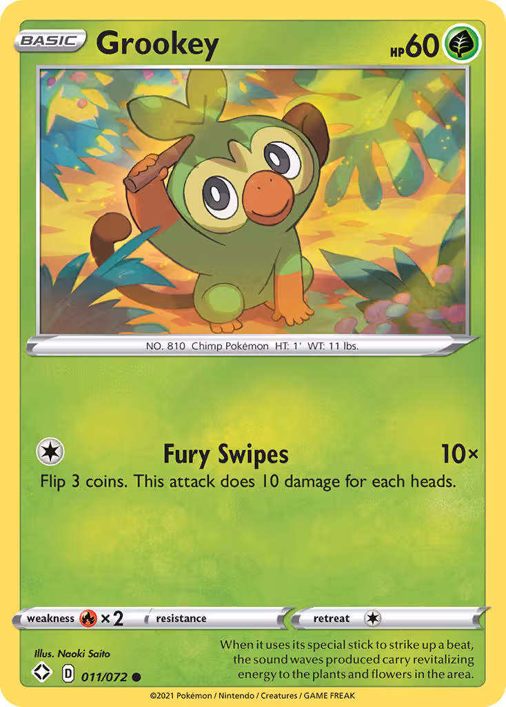 Grookey 11/72 Pokemon card