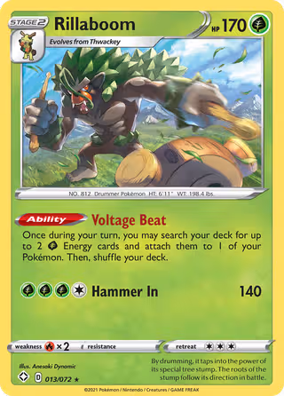 Rillaboom 13/72 Pokemon card