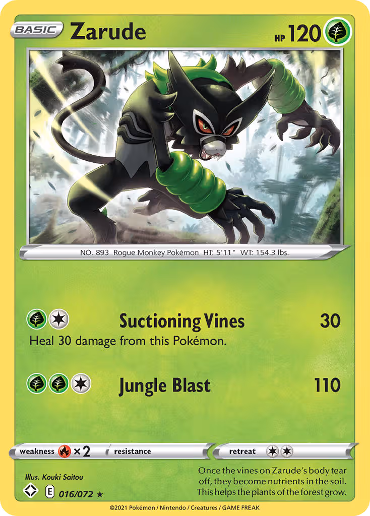 Zarude 16/72 Pokemon card