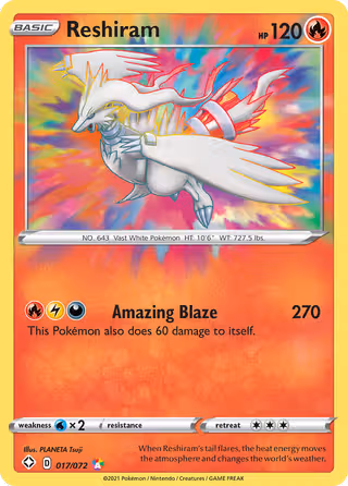 Reshiram 17/72 Pokemon card