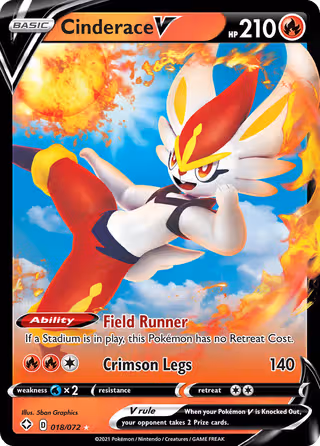 Cinderace V 18/72 Pokemon card