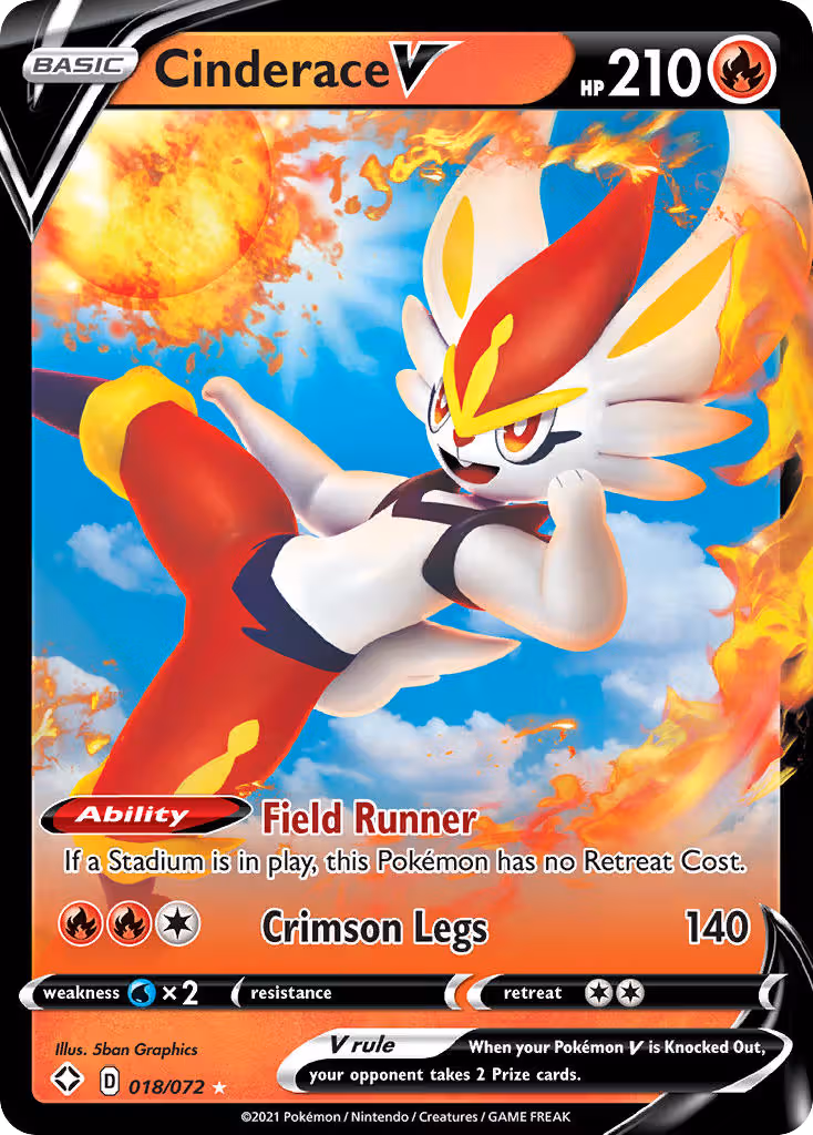 Cinderace V 18/72 Pokemon card