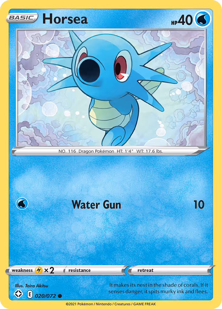 Horsea 20/72 Pokemon card