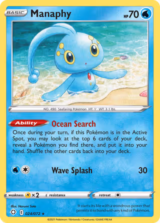 Manaphy 24/72 Pokemon card