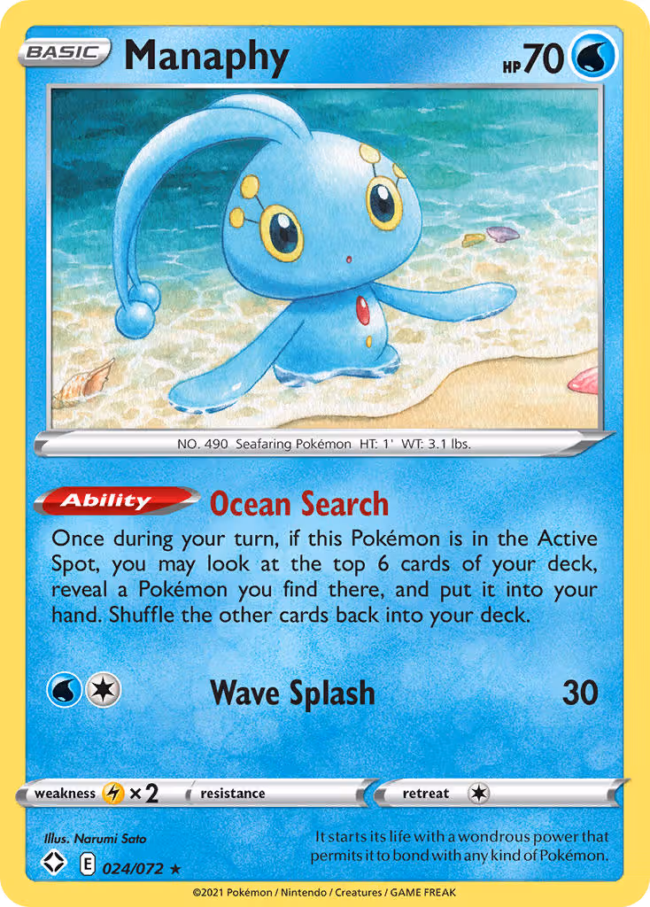 Manaphy 24/72 Pokemon card