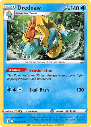 Drednaw 27/72 Pokemon card