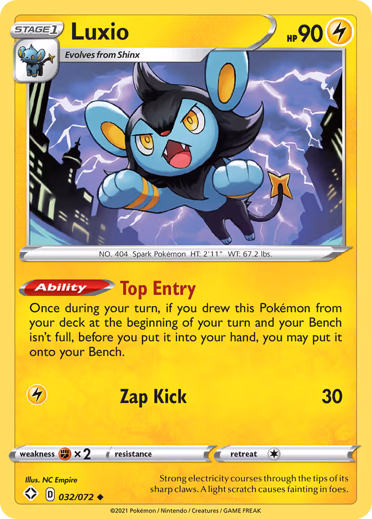 Luxio 32/72 Pokemon card