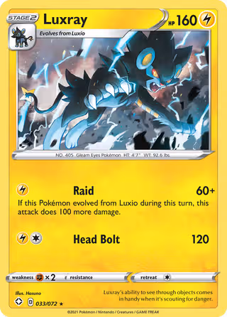 Luxray 33/72 Pokemon card
