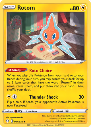 Rotom 34/72 Pokemon card
