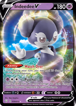 Indeedee V 39/72 Pokemon card