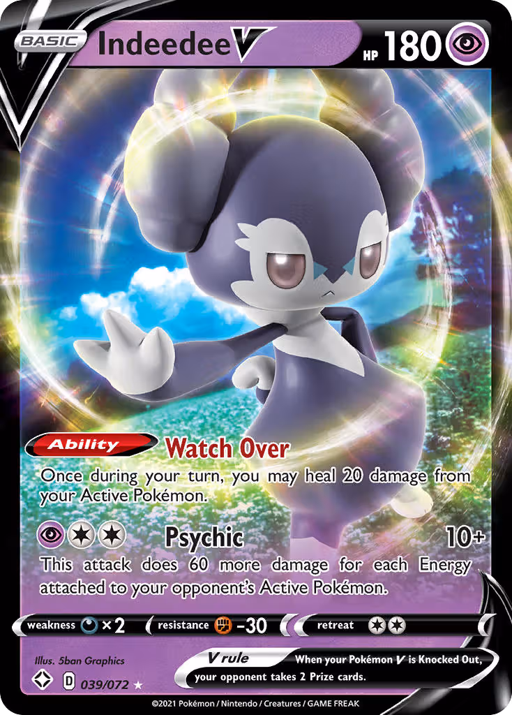 Indeedee V 39/72 Pokemon card