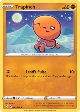 Trapinch 40/72 Pokemon card